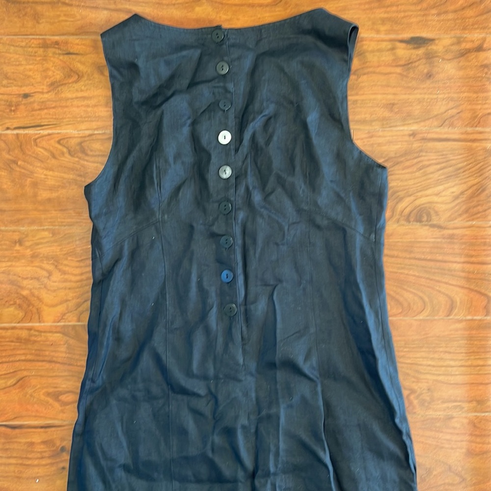 Nitya Black Linen Sleeveless Maxi Dress with Button Details on Back - Picture 10 of 12